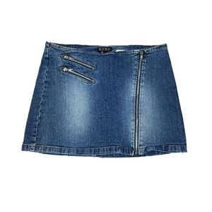 XOXO Y2k 2000s Vintage Women’s Faded Denim Zipper Pocket Mini Skirt